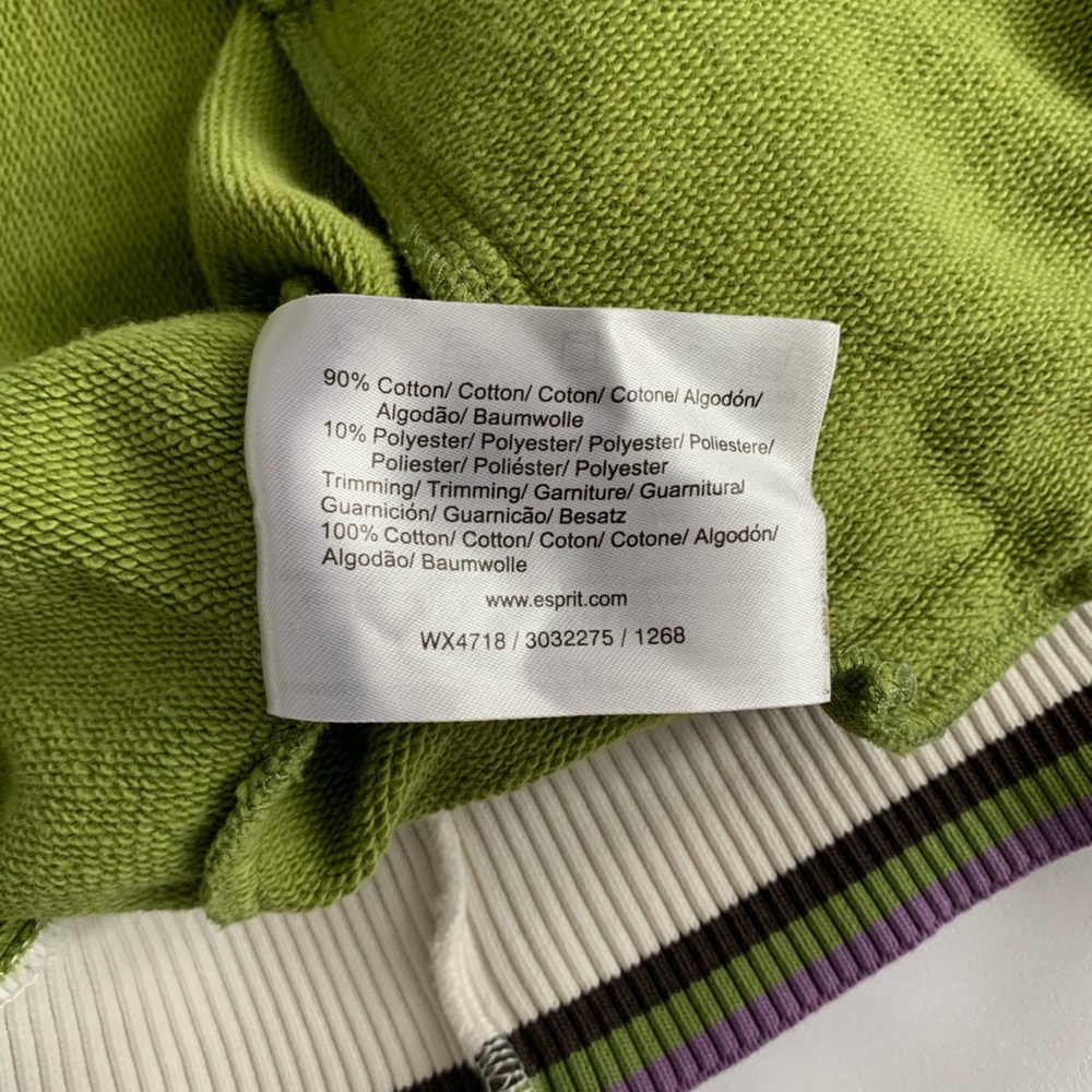 Vintage Esprit Green and White Colorblock Varsity Bomber Jacket - Picture 6 of 6